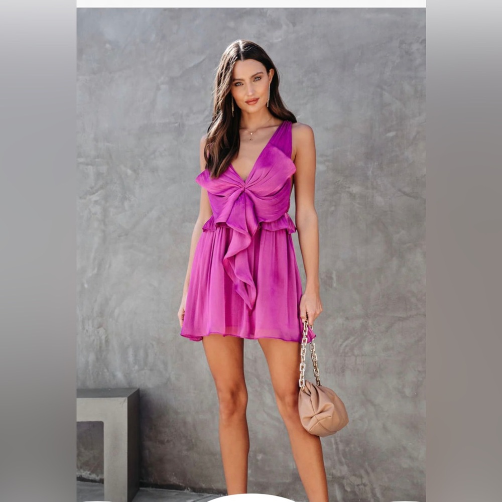 magenta Dress - Chiffon mini dress